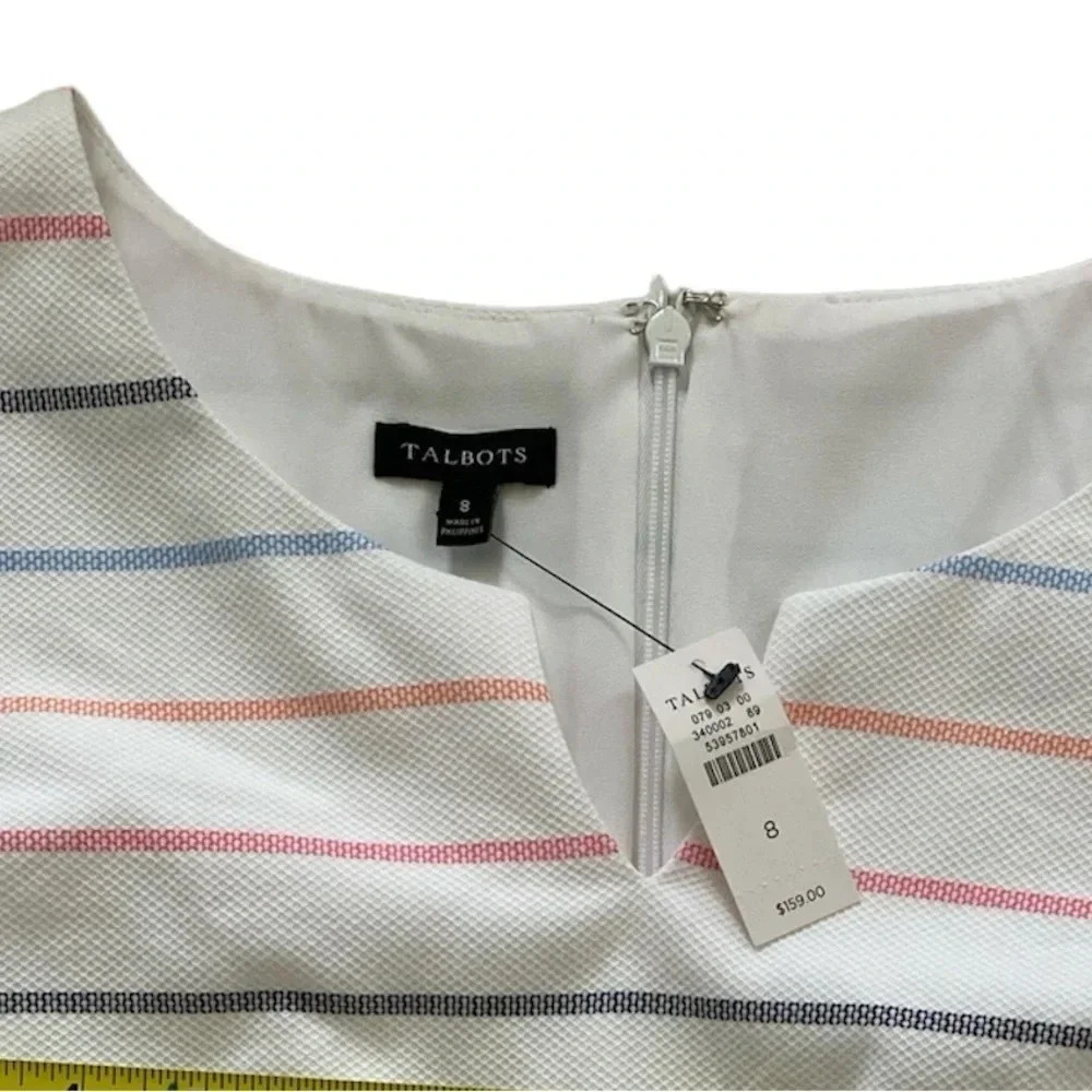 Talbots Biscay Sheath Dress Stripe White Pink Blue Women’s Size 8 NWT - Picture 6 of 8